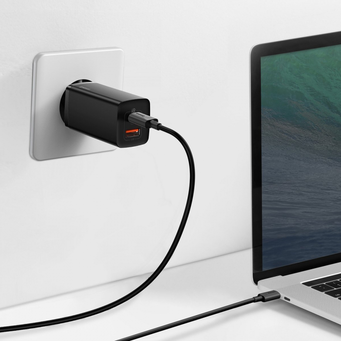Incarcator de retea rapid BASEUS GaN2 Lite Quick Travel USB + USB-C 65W (negru) CCGAN2L-B01 [8]