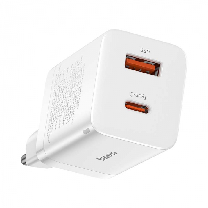 Incarcator de retea rapid BASEUS Super Si Pro USB + USB-C 30W (alb) CCSUPP-E02 [3]