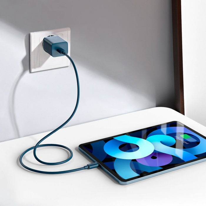 Incarcator de retea rapid BASEUS Super Si cu cablu USB-C la Lightning 1C 20W (albastru) TZCCSUP-B03 [7]