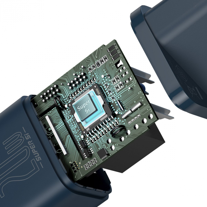 Incarcator de retea rapid BASEUS Super Si cu cablu USB-C la Lightning 1C 20W (albastru) TZCCSUP-B03 [6]