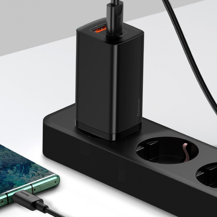 Incarcator de retea rapid BASEUS GaN2 Lite Quick Travel USB + USB-C 65W (negru) CCGAN2L-B01 [7]