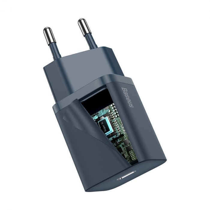 Incarcator de retea rapid BASEUS Super Si cu cablu USB-C la Lightning 1C 20W (albastru) TZCCSUP-B03 [5]