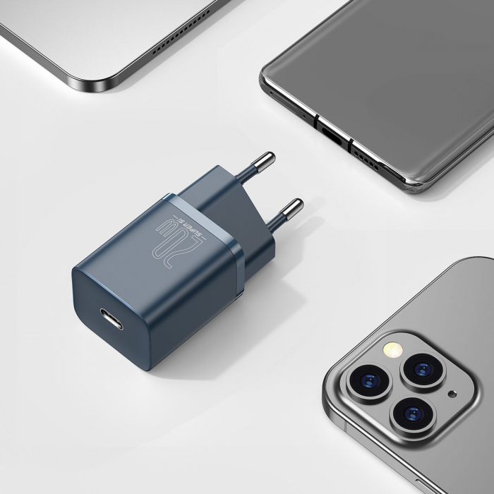 Incarcator de retea rapid BASEUS Super Si cu cablu USB-C la Lightning 1C 20W (albastru) TZCCSUP-B03 [9]