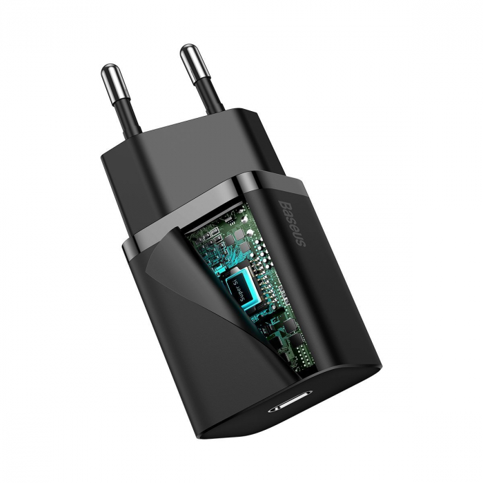Incarcator de retea rapid BASEUS Super Si 1C 20W cablu USB-C pentru Lightning 1m (negru) TZCCSUP-B01 [5]