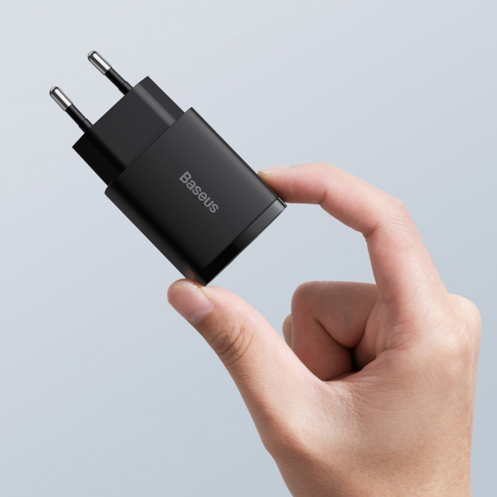 Incarcator rapid de retea BASEUS Quick Charger USB, USB-C, 20 W (negru) CCXJ-B01 [6]