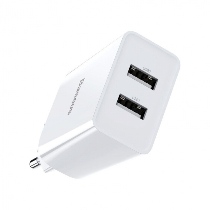 Incarcator de retea universal BASEUS Speed Mini Dual U 2xUSB 2.1A 10.5W alb CCFS-R02 [3]