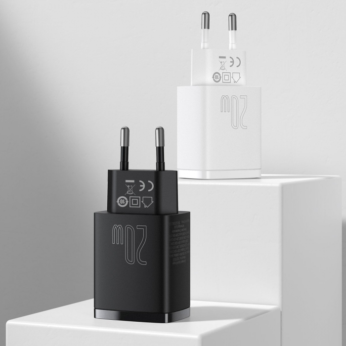 Incarcator rapid de retea BASEUS Quick Charger USB, USB-C, 20 W (negru) CCXJ-B01 [8]