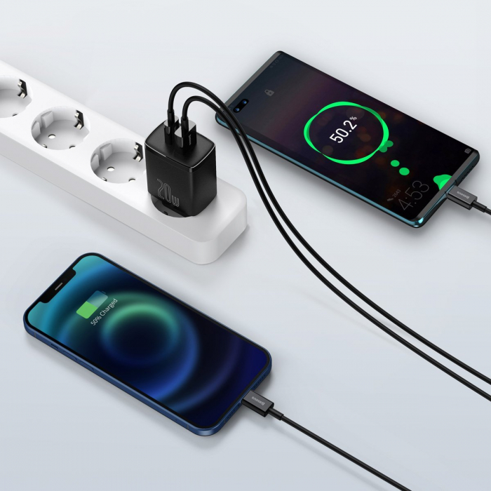 Incarcator rapid de retea BASEUS Quick Charger USB, USB-C, 20 W (negru) CCXJ-B01 [7]