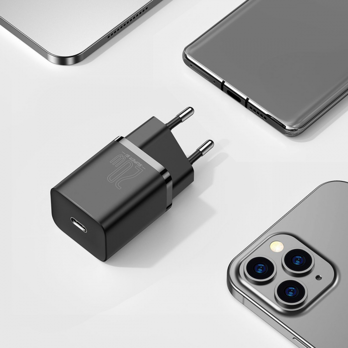 Incarcator de retea rapid BASEUS Super Si 1C 20W cablu USB-C pentru Lightning 1m (negru) TZCCSUP-B01 [9]