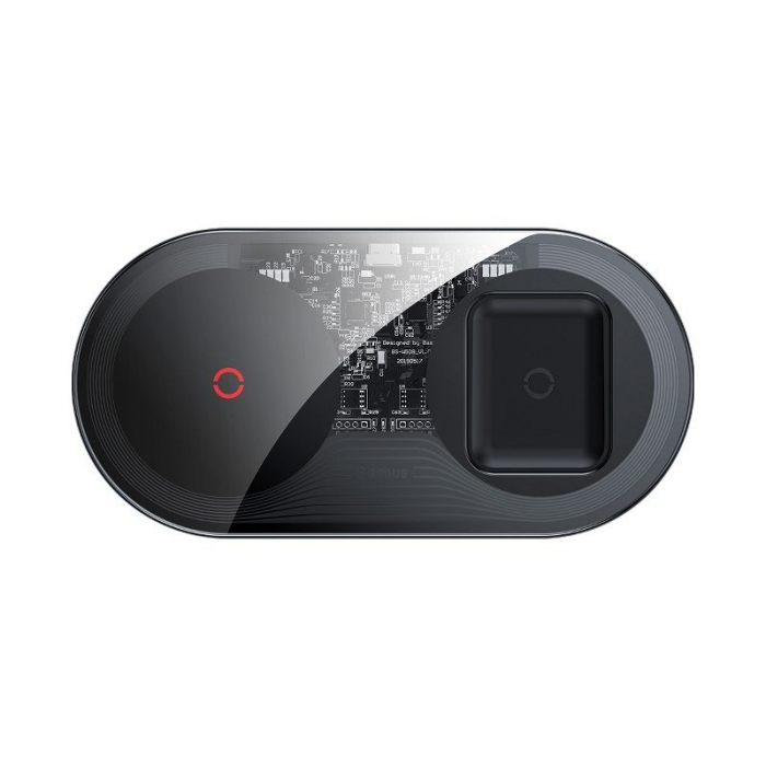 Incarcator wireless BASEUS Simple Turbo Qi 2in1 20W pentru smartphone si apple airpods (transparent) TZWXJK-B01 [3]