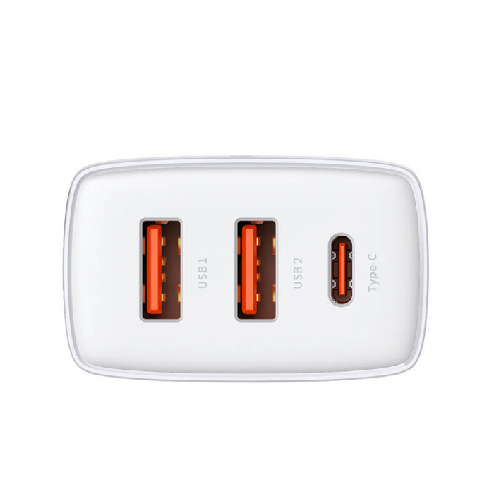 Incarcator rapid de retea BASEUS Quick Charger 2xUSB, USB-C, 30W 3A (alb) CCXJ-E02 [3]