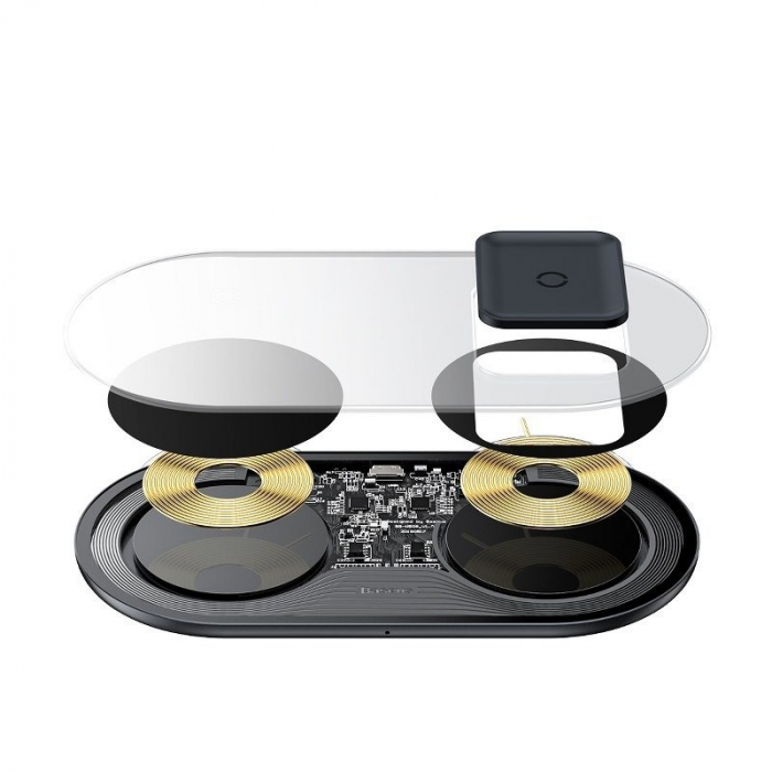 Incarcator wireless BASEUS Simple Turbo Qi 2in1 20W pentru smartphone si apple airpods (transparent) TZWXJK-B01 [4]
