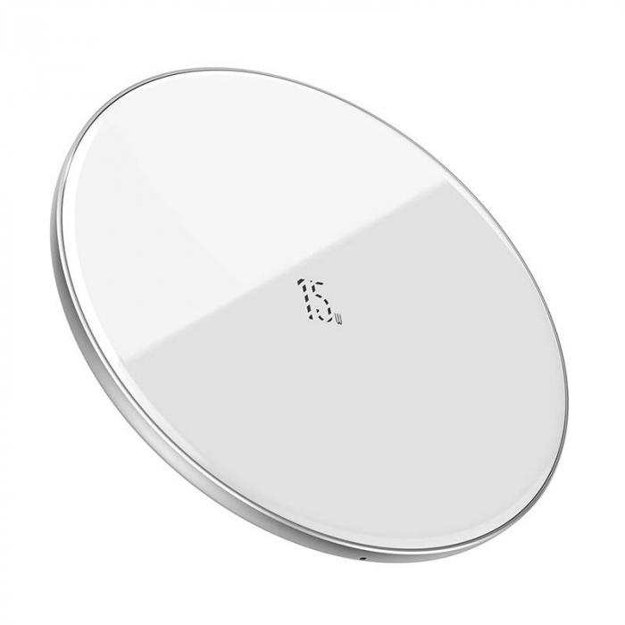 Incarcator wireless BASEUS Simple 15W pentru smartphone si casti (transparent-alb-negru)