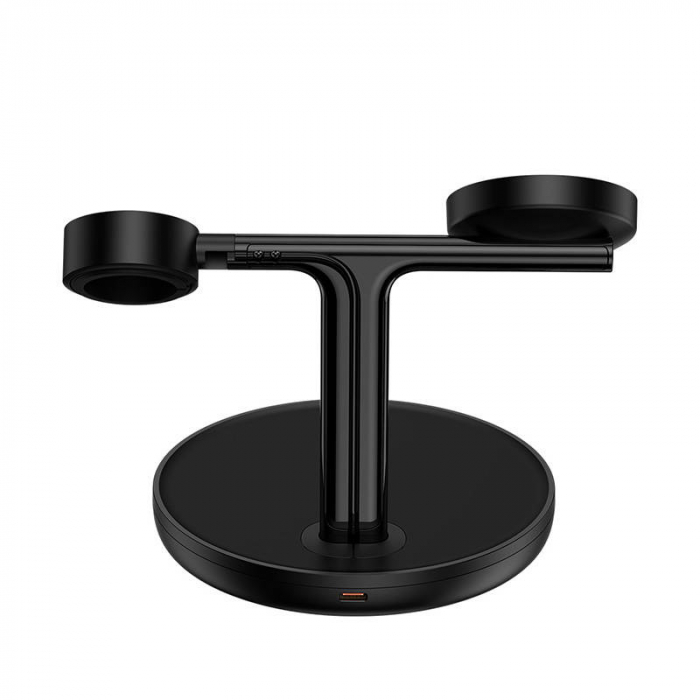 Suport cu incarcator inductie magnetic BASEUS Swan 3 in 1 20W USB-C (negru) WXTE000101 [4]