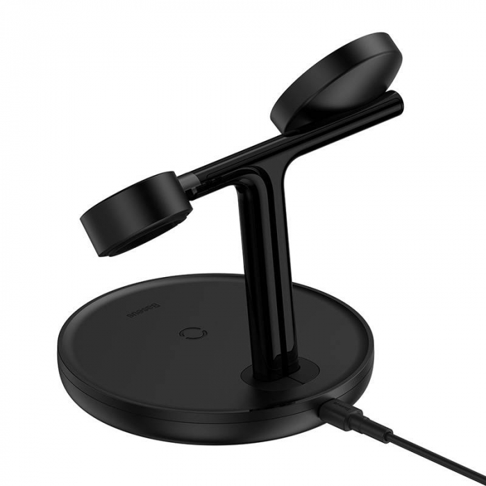 Suport cu incarcator inductie magnetic BASEUS Swan 3 in 1 20W USB-C (negru) WXTE000101 [2]