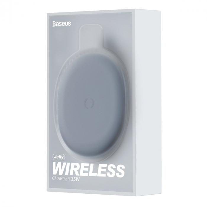 Incarcator wireless inductie BASEUS Jelly 15W pentru smartphone si casti (alb-negru) [6]