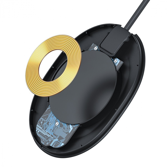 Incarcator wireless inductie BASEUS Jelly 15W pentru smartphone si casti (alb-negru) [5]