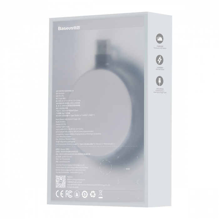 Incarcator wireless inductie BASEUS Jelly 15W pentru smartphone si casti (alb-negru) [7]