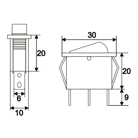 Interupator basculant 1 circuit 10A-250V OFF-ON, lumini de albastru [2]