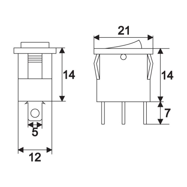 Interupator basculant1 circuit15A-12VDCOFF-ONcu LED albastru, set 5 buc. [2]