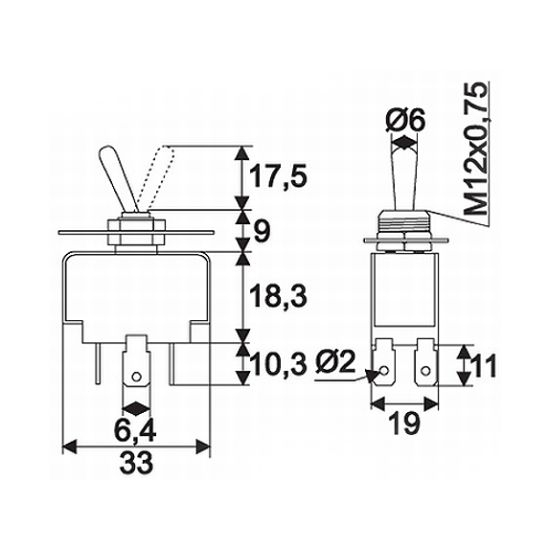 Intrerupatoare cu brat 2 circuit 10A-250V ON-ON [2]