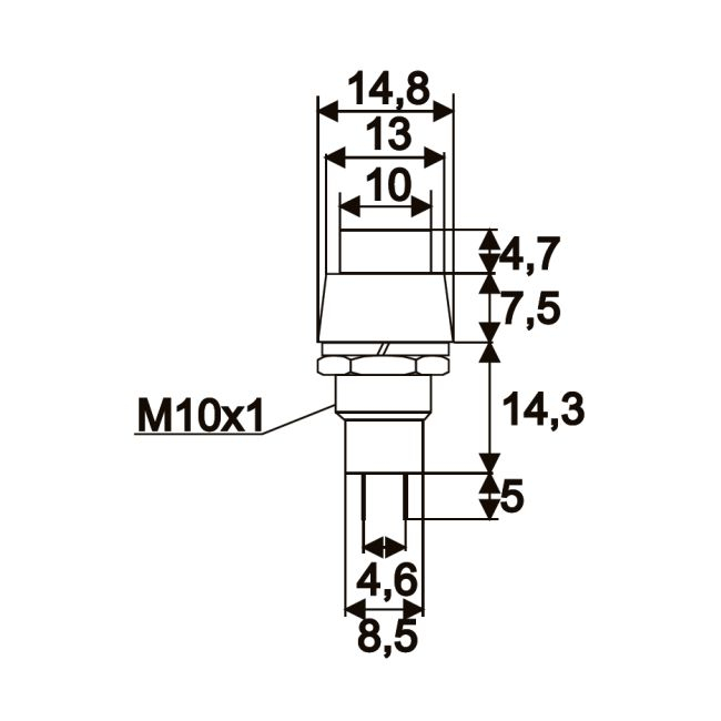 Intrerupator cu apasare, 1 circuit, 2A-250V OFF-(ON), negru, set 5 buc. [2]