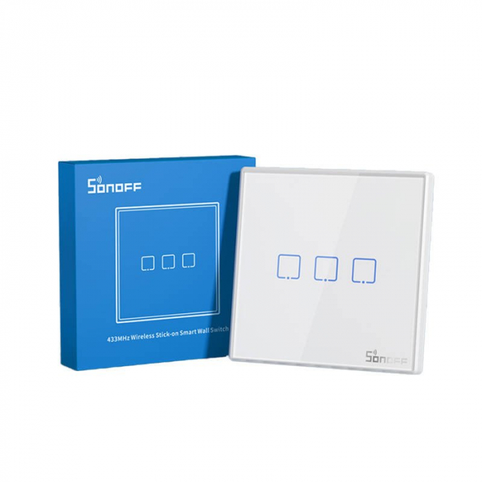 Intrerupator inteligent triplu cu touch Wireless SONOFF 433MHz T2EU3C-RF aplicatie eWeLink M0802030011 [2]