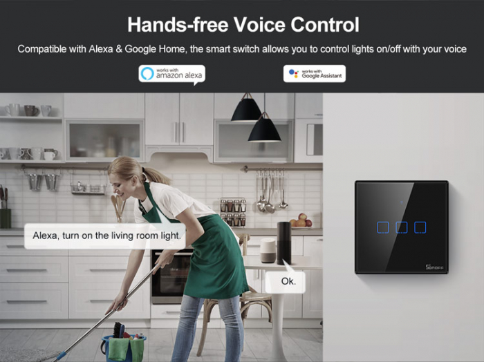Intrerupator inteligent dublu cu touch WiFi + RF 433 SONOFF T3 EU TX aplicatie eWeLink IM190314019 [6]