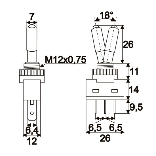 Intretupator cu 2 pozitii OFF-ON, 1 circuit, iluminat cu bec verde de 12 V, negru 20A-12VDC [2]