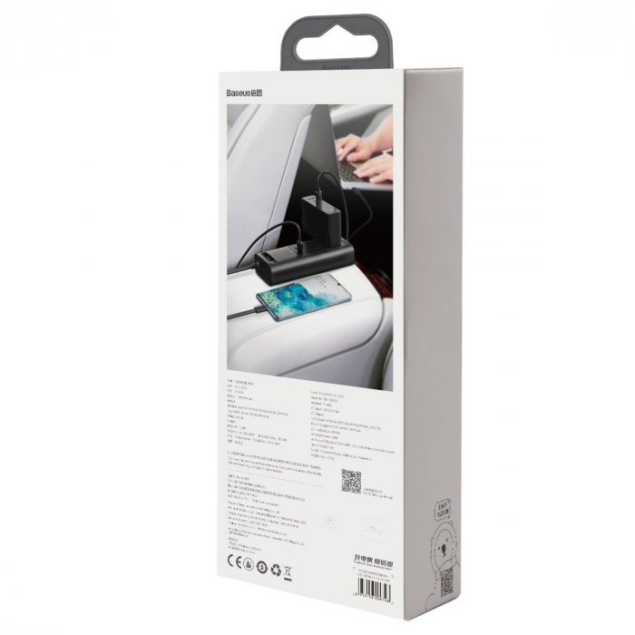 Invertor auto electric BASEUS IGBT 2 X AC, USB-C, USB-A, 150W 220V (CN / EU) (negru) CRNBQ-A01 [10]