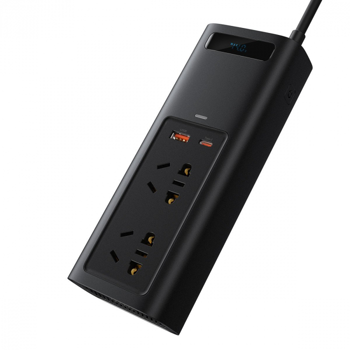 Invertor auto electric BASEUS IGBT 2 X AC, USB-C, USB-A, 150W 220V (CN / EU) (negru) CRNBQ-A01 [4]