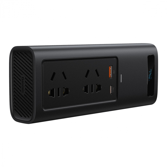 Invertor auto electric BASEUS IGBT 2 X AC, USB-C, USB-A, 150W 220V (CN / EU) (negru) CRNBQ-A01 [2]