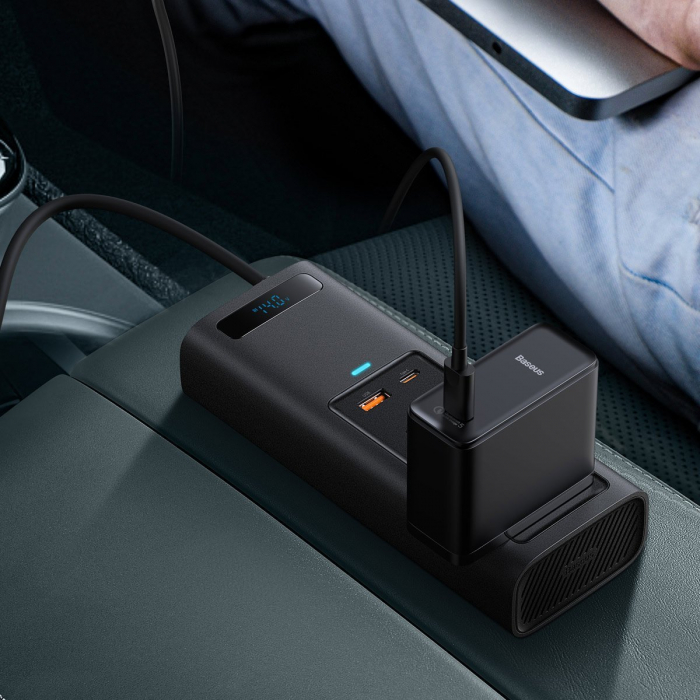Invertor auto electric BASEUS IGBT 2 X AC, USB-C, USB-A, 150W 220V (CN / EU) (negru) CRNBQ-A01 [7]