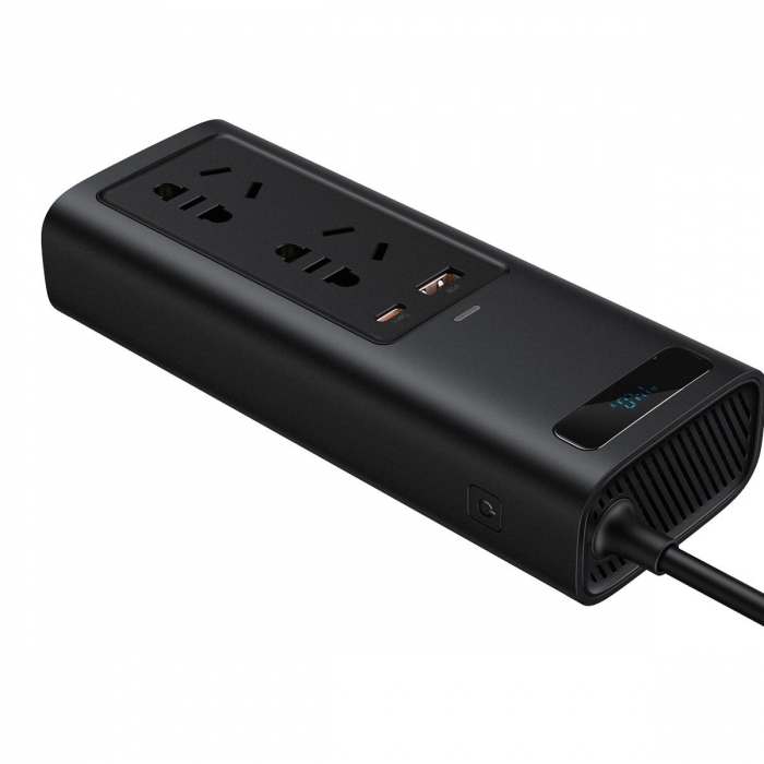 Invertor auto electric BASEUS IGBT 2 X AC, USB-C, USB-A, 150W 220V (CN / EU) (negru) CRNBQ-A01 [3]