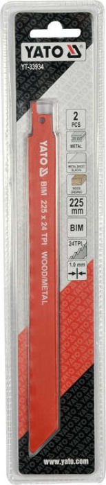 Lama fierastrau sabie YATO 225mm BIM 24TPI metal/lemn 2pcs [2]