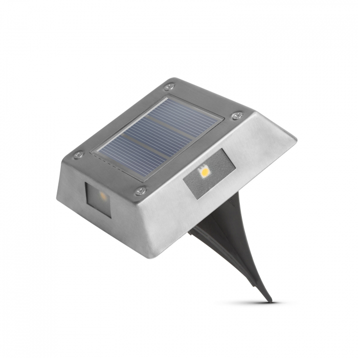 Lampa solara LED cu plug-in perete - patrata, metal - alb rece - 10 x 10 x 2,5 (+11) cm