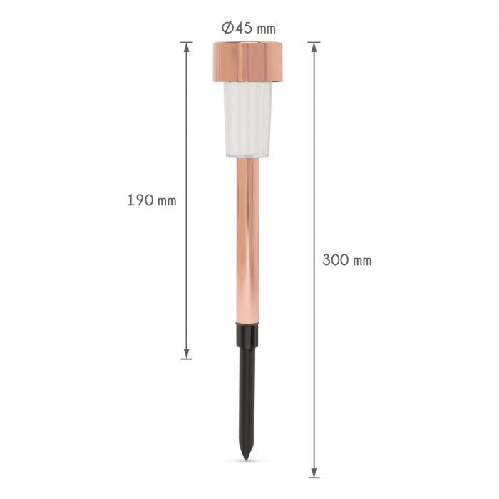 Lampă solară LED pt. exterior - 300 x 45 mm, metal, Auriu rosé [3]