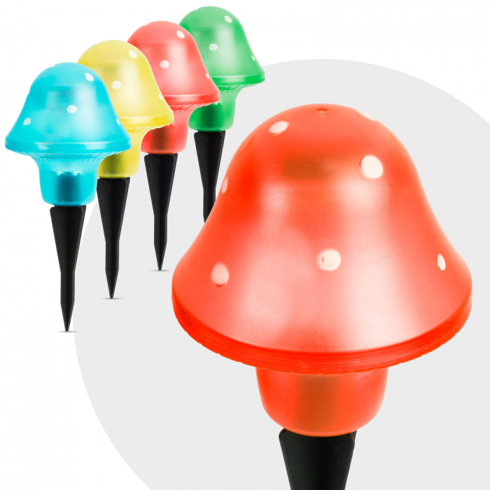 Lampă solară pentru grădină cu LED - model ciupercă, 11 cm [2]
