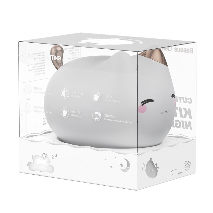 Lampa de noapte wireless BASEUS Cute Kitty 5V 1W 1100mAh silicon Warm White DGAM-A02 [9]