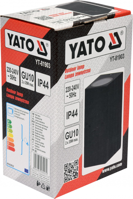 Lampa exterior YATO aplica aluminiu moderna GU10 max 2X35W IP44 [6]