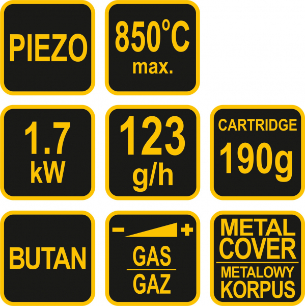 Lampa gaz VOREL, aprindere PIEZO-ELECTRICA, 1.7 kW, 850 grade C max, 190g [5]