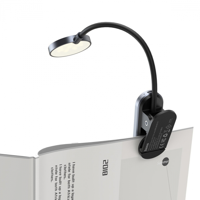 Lampa LED de citit BASEUS Comfort Reading mini clema (gri inchis) DGRAD-0G [3]
