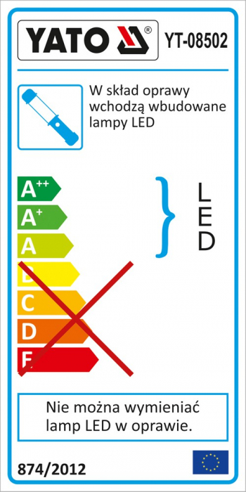 Lampa magnetica cu acumulator YATO 2 in 1 180lm Li-Ion 3.7V 1 + 1 LED [9]