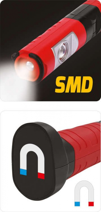 Lampa magnetica cu acumulator YATO 5+1W COB led reincarcabila USB 500lm [9]