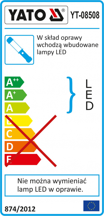 Lampa magnetica cu acumulator YATO 3.5W + 3W SMD led reincarcabila USB 280lm [13]