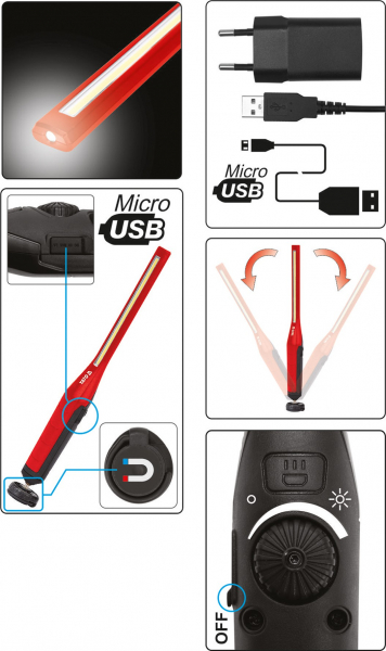 Lanterna LED YATO, Acumulator Li-Ion, 7 + 3W, 2600 mAh, 60/600 Lm, USB [7]