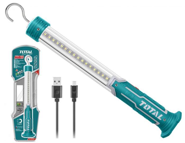 Lampa portabila cu LED TOTAL baterie reincarcabila Li-polimer – 350 lumeni 350