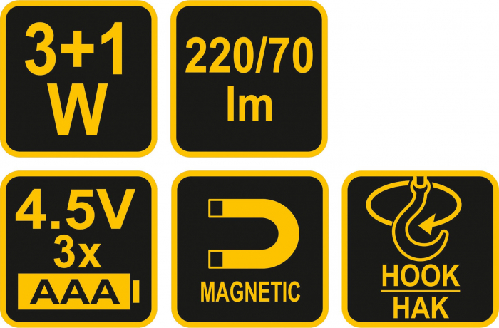 Lampa atelier tip lanterna VOREL magnet 3 + 1 LED 220 + 70lm 180x55x30mm [8]