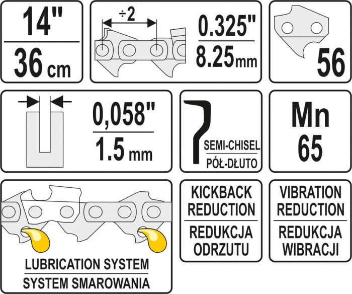 Lant pentru drujba YATO 14 Inch/36 cm 0.325 Inch 1.5mm 56 dinti [3]