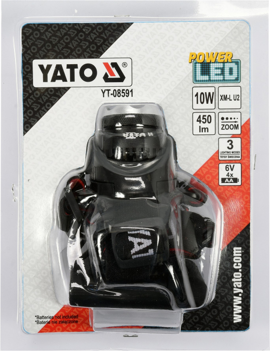 Lanterna cu LED pentru cap YATO, functie zoom, 10W, 450lm [6]